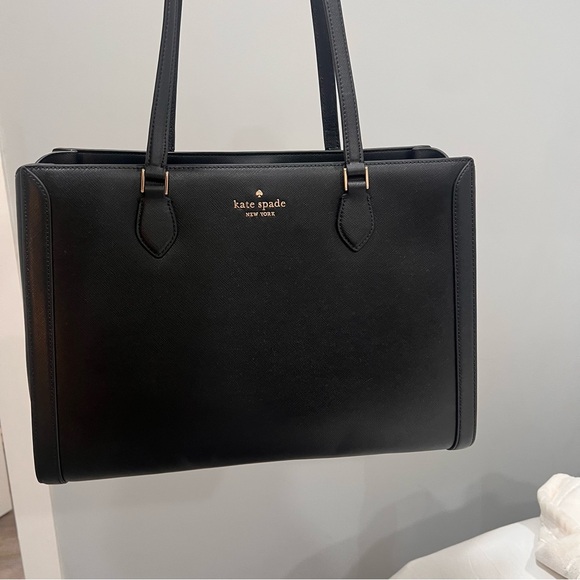 Kate Spade Black Structured Leather Tote - Picture 3 of 6